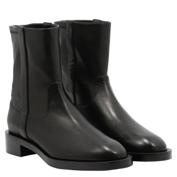 Stuart Weitzman Sadie Black Leather Slip On Ankle Boot 9.5 - Picture 2 of 12